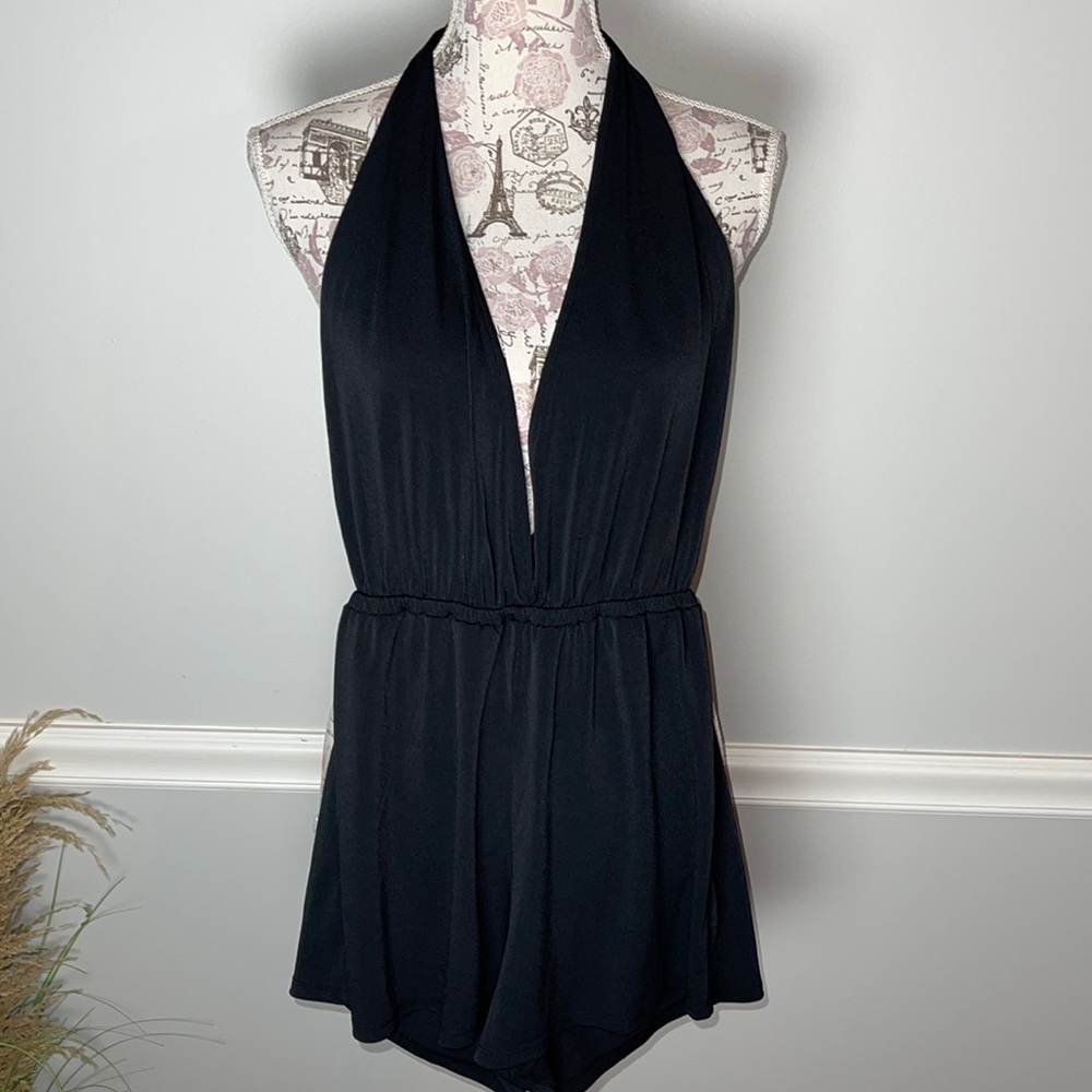 New! Brandy Melville Black Halter Shorts Romper